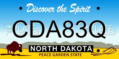 CDA83Q North Dakota License Plate
