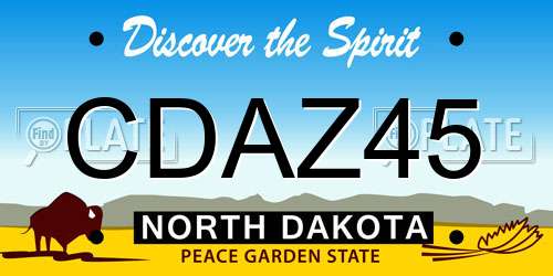 CDAZ45 North Dakota License Plate