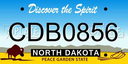 CDB0856 North Dakota License Plate