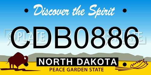 CDB0886 North Dakota License Plate