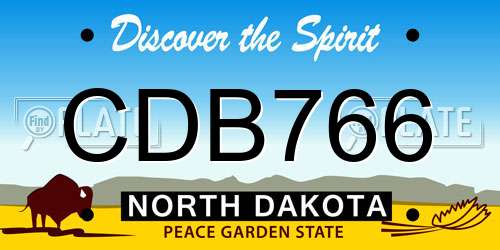 CDB766 North Dakota License Plate