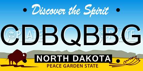 CDBQBBG North Dakota License Plate
