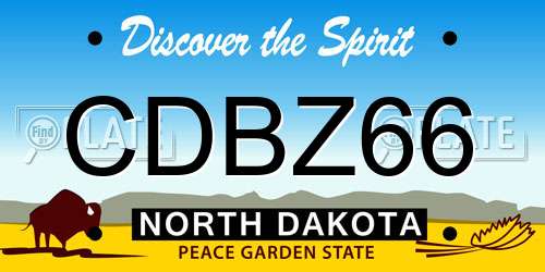CDBZ66 North Dakota License Plate
