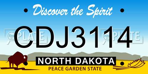 CDJ3114 North Dakota License Plate