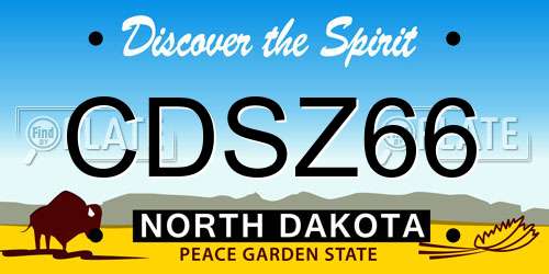 CDSZ66 North Dakota License Plate