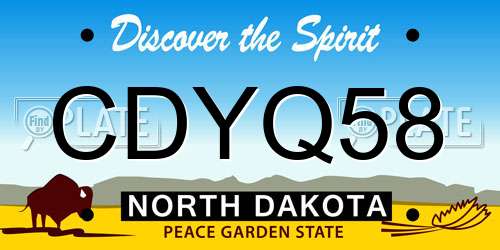 CDYQ58 North Dakota License Plate