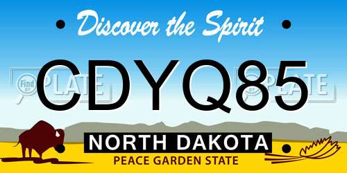 CDYQ85 North Dakota License Plate