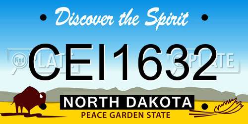 CEI1632 North Dakota License Plate