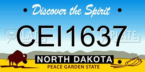 CEI1637 North Dakota License Plate