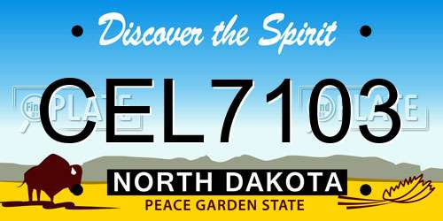 CEL7103 North Dakota License Plate