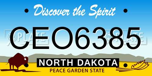 CEO6385 North Dakota License Plate