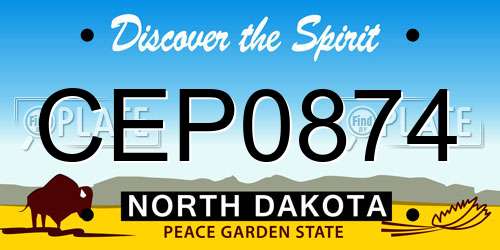 CEP0874 North Dakota License Plate