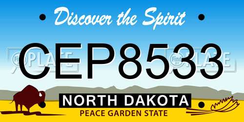 CEP8533 North Dakota License Plate