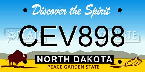 CEV898 North Dakota License Plate