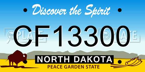 CF13300 North Dakota License Plate