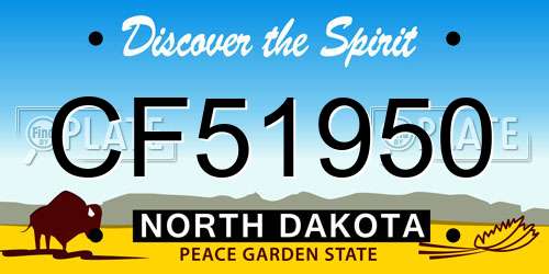 CF51950 North Dakota License Plate