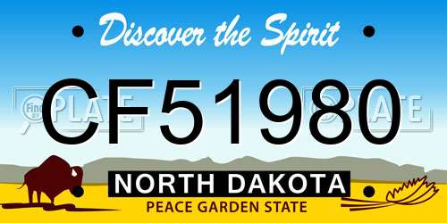 CF51980 North Dakota License Plate