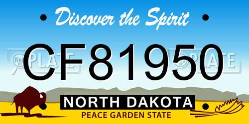 CF81950 North Dakota License Plate