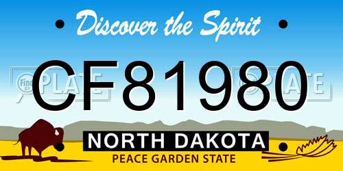 CF81980 North Dakota License Plate
