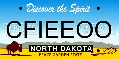 CFIEEOO North Dakota License Plate