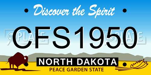 CFS1950 North Dakota License Plate