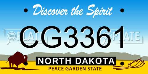 CG3361 North Dakota License Plate