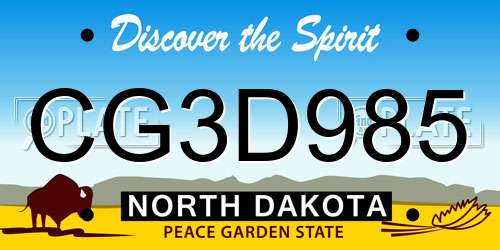 CG3D985 North Dakota License Plate