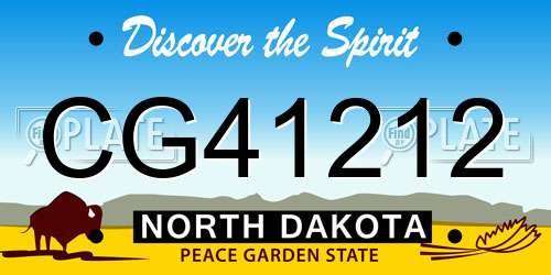 CG41212 North Dakota License Plate