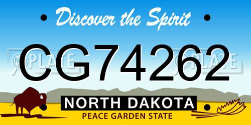 CG74262 North Dakota License Plate