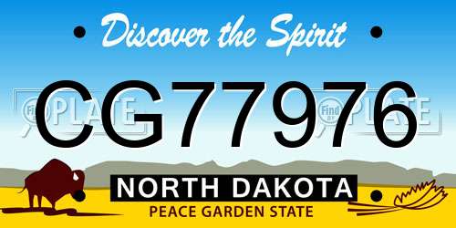 CG77976 North Dakota License Plate