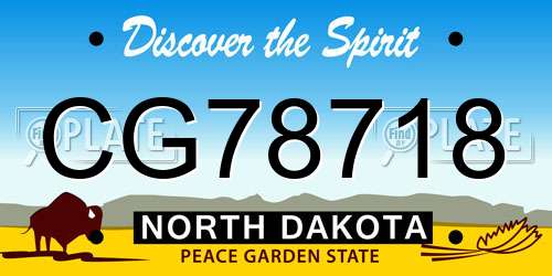 CG78718 North Dakota License Plate