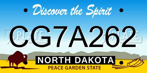 CG7A262 North Dakota License Plate