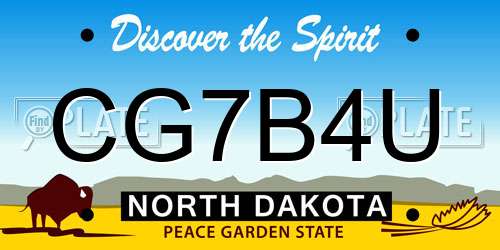 CG7B4U North Dakota License Plate