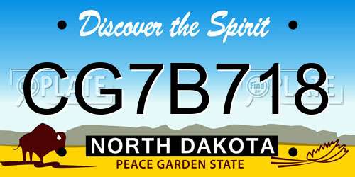 CG7B718 North Dakota License Plate