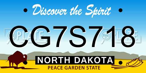 CG7S718 North Dakota License Plate
