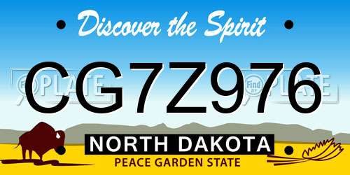 CG7Z976 North Dakota License Plate