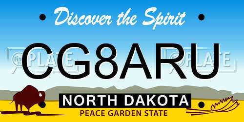 CG8ARU North Dakota License Plate