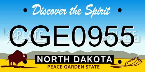 CGE0955 North Dakota License Plate