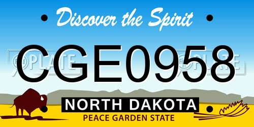 CGE0958 North Dakota License Plate