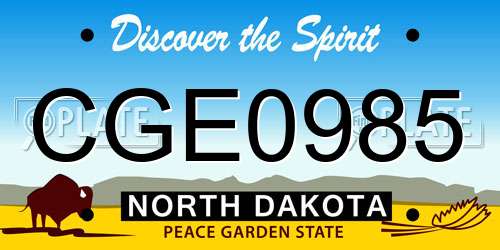 CGE0985 North Dakota License Plate