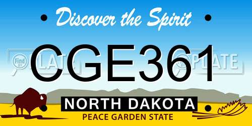 CGE361 North Dakota License Plate
