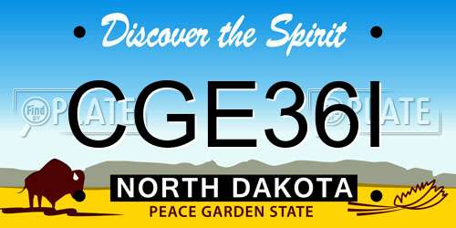 CGE36I North Dakota License Plate