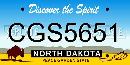 CGS5651 North Dakota License Plate