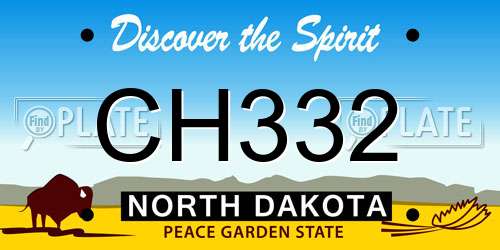 CH332 North Dakota License Plate