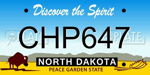 CHP647 North Dakota License Plate