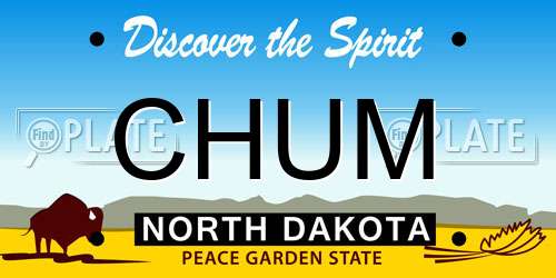 CHUM North Dakota License Plate