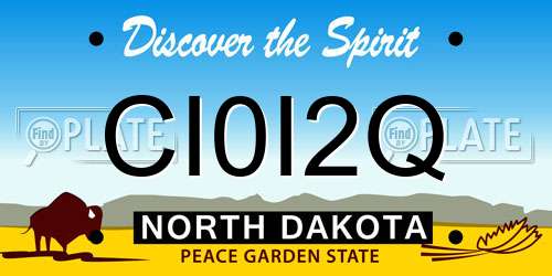 CI0I2Q North Dakota License Plate