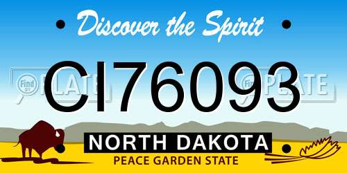 CI76093 North Dakota License Plate