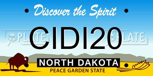 CIDI20 North Dakota License Plate