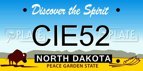 CIE52 North Dakota License Plate